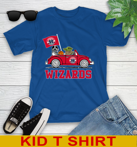 NBA Basketball Washington Wizards Darth Vader Baby Yoda Driving Star Wars Shirt Youth T-Shirt 9
