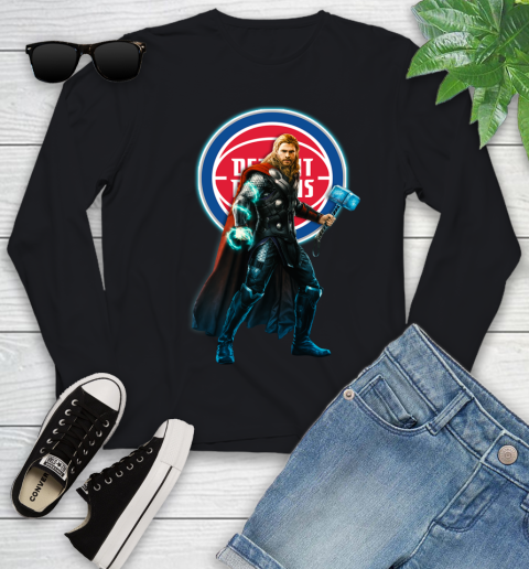 NBA Thor Avengers Endgame Basketball Detroit Pistons Youth Long Sleeve 2