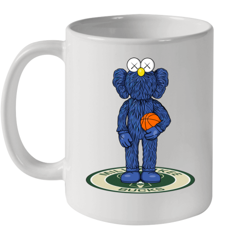 NBA Basketball Milwaukee Bucks Kaws Bff Blue Figure Shirt Ceramic Mug 11oz