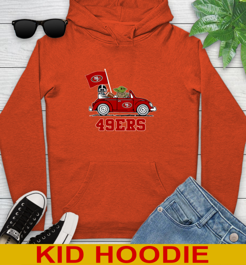 NFL Football San Francisco 49ers Darth Vader Baby Yoda Driving Star Wars Shirt Youth Hoodie 5