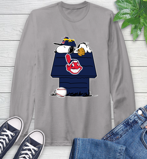 MLB Cleveland Indians Snoopy Woodstock The Peanuts Movie Baseball T Shirt Long Sleeve T-Shirt 6