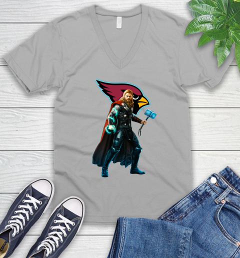 NFL Thor Avengers Endgame Football Arizona Cardinals V-Neck T-Shirt 4