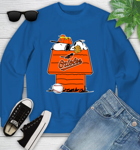 MLB Baltimore Orioles Snoopy Woodstock The Peanuts Movie Baseball T Shirt Youth Sweatshirt 8