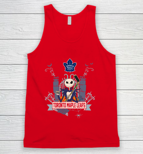 NHL Toronto Maple Leafs Hockey Jack Skellington Halloween Tank Top 5