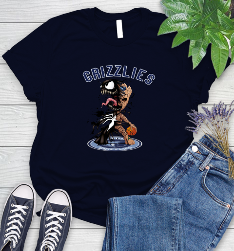 NBA Memphis Grizzlies Basketball Venom Groot Guardians Of The Galaxy Women's T-Shirt 3