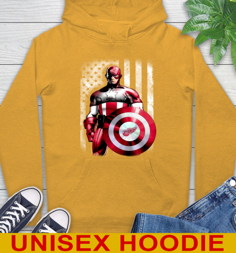 Detroit Red Wings NHL Hockey Captain America Marvel Avengers American Flag Shirt Hoodie 2
