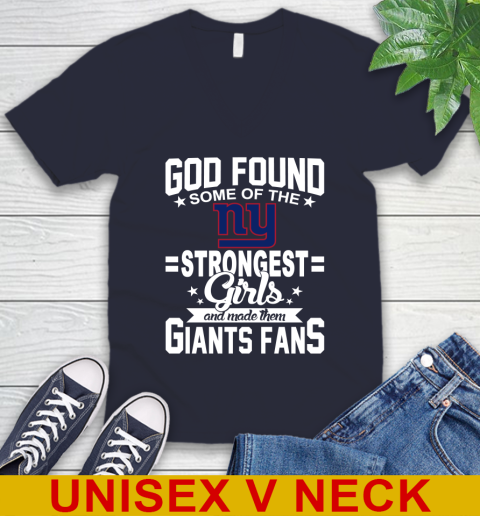 New York Giants NFL Football God Found Some Of The Strongest Girls Adoring Fans V-Neck T-Shirt 2