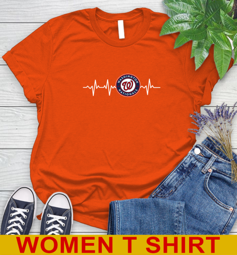 Washington Nationals MLB Baseball Heart Beat Shirt Women's T-Shirt 3