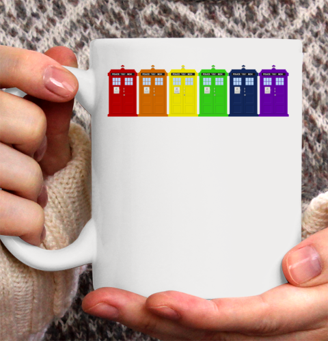 Doctor Who Shirt Rainbow Tardis Ceramic Mug 11oz