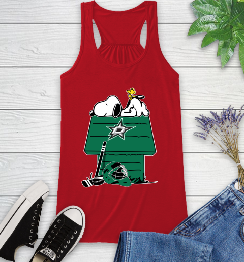 Dallas Stars NHL Hockey Snoopy Woodstock The Peanuts Movie Racerback Tank 6