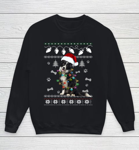 Border Collie Christmas Dog Light Ugly Youth Sweatshirt