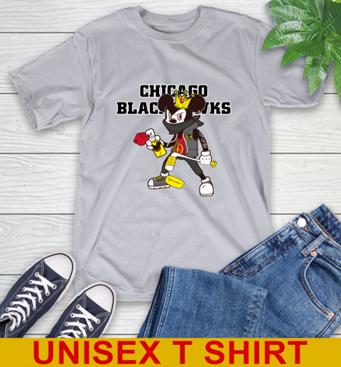 Chicago Blackhawks NHL Hockey Mickey Peace Sign Sports T-Shirt 6