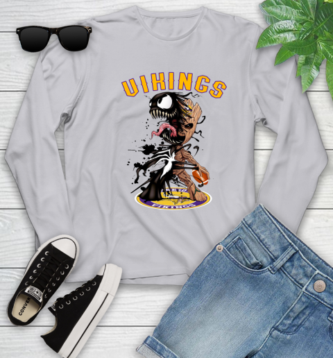 NFL Minnesota Vikings Football Venom Groot Guardians Of The Galaxy Youth Long Sleeve 5