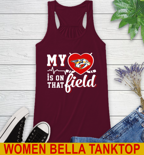 NHL My Heart Is On That Field Hockey Sports Nashville Predators Racerback Tank - Image 3