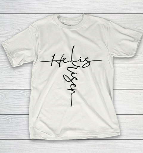 Easter He is Risen Cross Christian Youth T-Shirt