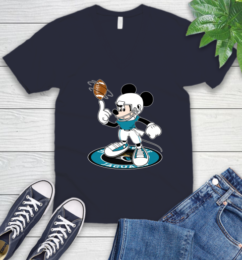 NFL Football Jacksonville Jaguars Cheerful Mickey Disney Shirt V-Neck T-Shirt 3