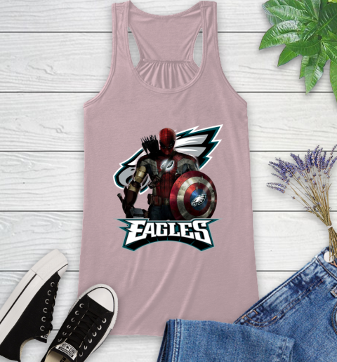 NFL Captain America Thor Spider Man Hawkeye Avengers Endgame Football Philadelphia Eagles Racerback Tank 11