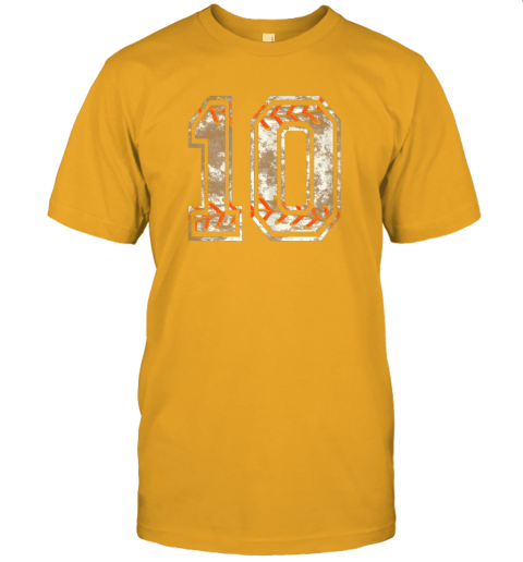 lxpp baseball jersey number 10 vintage distressed jersey t shirt 60 front gold