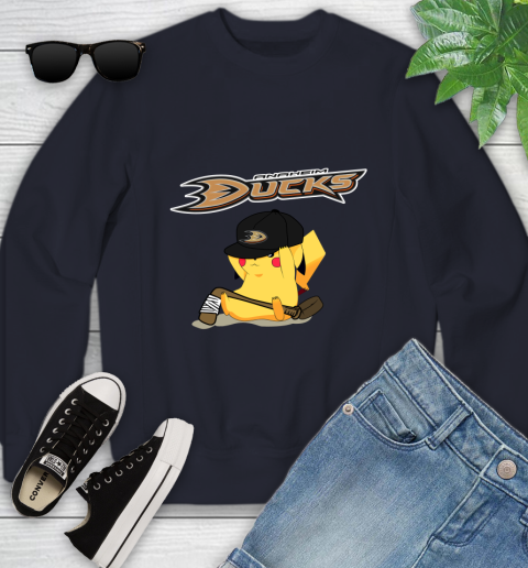 NHL Pikachu Hockey Sports Anaheim Ducks Youth Sweatshirt 3
