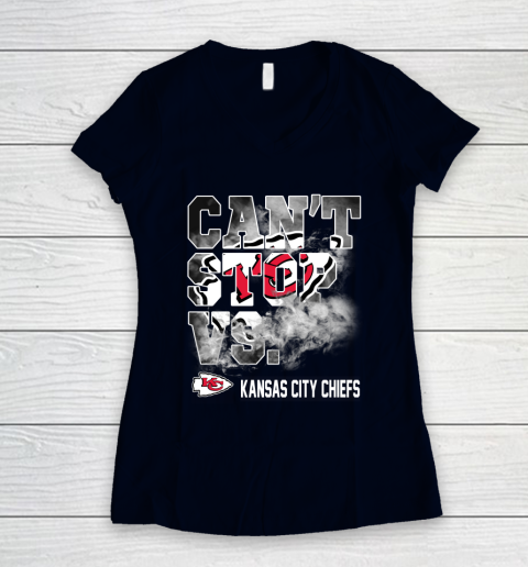 NFL Kansas City Chiefs Can't Stop Vs Women's V-Neck T-Shirt 2