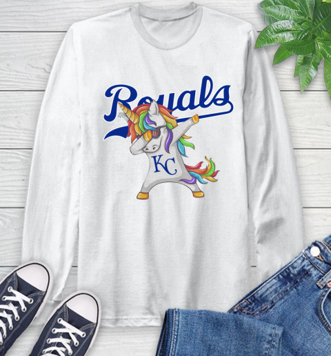 Kansas City Royals MLB Baseball Funny Unicorn Dabbing Sports Long Sleeve T-Shirt
