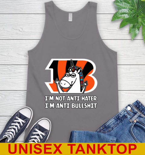 Cincinnati Bengals NFL Football Unicorn I'm Not Anti Hater I'm Anti Bullshit Tank Top 7