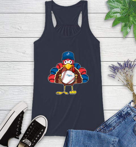 Los Angeles Dodgers Turkey thanksgiving Racerback Tank - Image 13