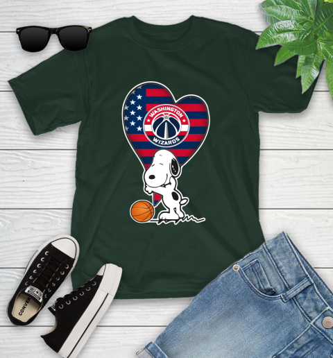 Washington Wizards NBA Basketball The Peanuts Movie Adorable Snoopy Youth T-Shirt 5