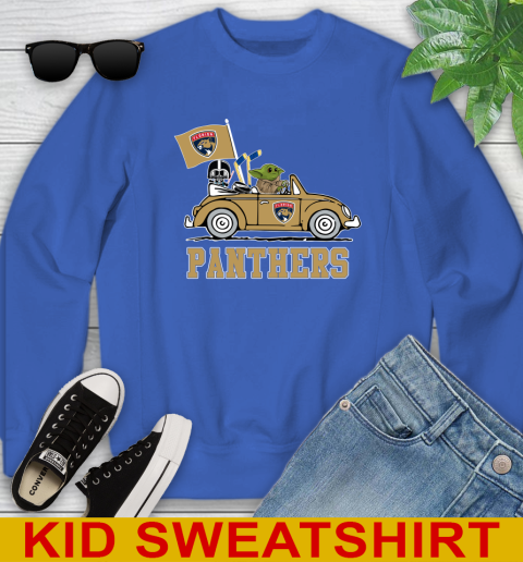 NHL Hockey Florida Panthers Darth Vader Baby Yoda Driving Star Wars Shirt Youth Sweatshirt 7