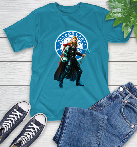 NBA Thor Avengers Endgame Basketball Philadelphia 76ers T-Shirt 8