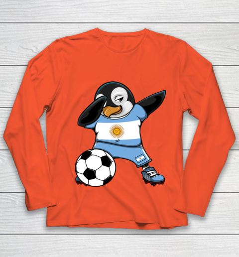 Dabbing Penguin Argentina Soccer Fans Jersey Football Lovers Youth Long Sleeve 2