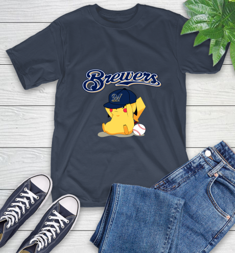 MLB Pikachu Baseball Sports Milwaukee Brewers T-Shirt 4