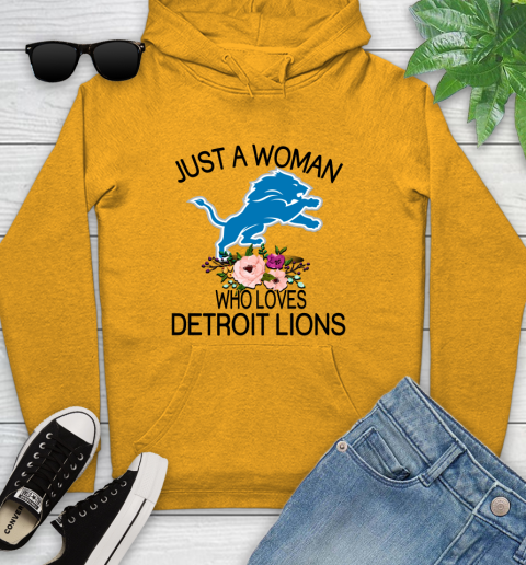 NFL Just A Woman Who Loves Detroit Lions Football Sports Youth Hoodie 2