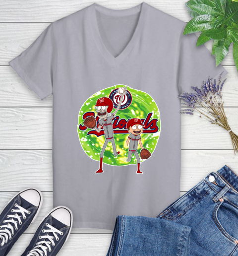 MLB Washington Nationals Rick And Morty Baseball Sports Women's V-Neck T-Shirt 4
