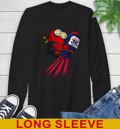 NBA Basketball Washington Wizards Deadpool Minion Marvel Shirt Long Sleeve T-Shirt