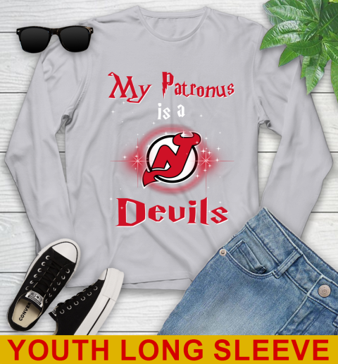 NHL Hockey Harry Potter My Patronus Is A New Jersey Devils Youth Long Sleeve 5