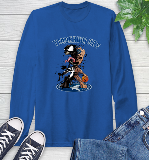 NBA Minnesota Timberwolves Basketball Venom Groot Guardians Of The Galaxy Long Sleeve T-Shirt 9