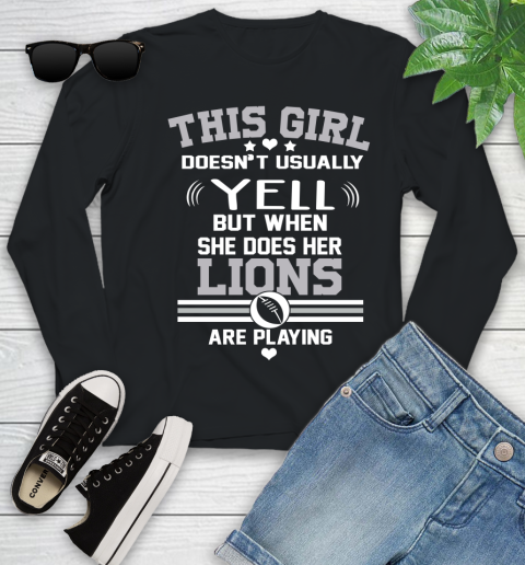 Detroit Lions NFL Football I Yell When My Team Is Playing Youth Long Sleeve