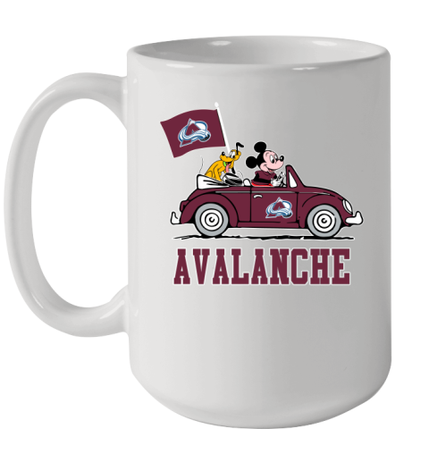 NHL Hockey Colorado Avalanche Pluto Mickey Driving Disney Shirt Ceramic Mug 15oz