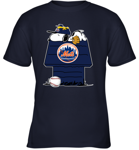 MLB New York Mets Snoopy Woodstock The Peanuts Movie Baseball T Shirt 18v1QDDR6r2 youth t shirt 26 95 151514 front navy