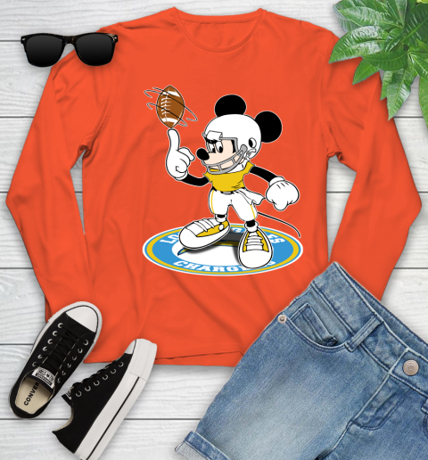 NFL Football Los Angeles Chargers Cheerful Mickey Disney Shirt Youth Long Sleeve 5 NFL Football Los Angeles Chargers Cheerful Mickey Disney Shirt Youth Long Sleeve - Image 5
