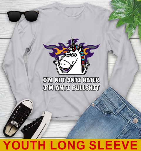 Phoenix Suns NBA Basketball Unicorn I'm Not Anti Hater I'm Anti Bullshit Youth Long Sleeve 6