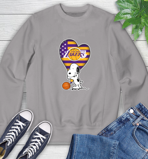 Los Angeles Lakers NBA Basketball The Peanuts Movie Adorable Snoopy Sweatshirt 5