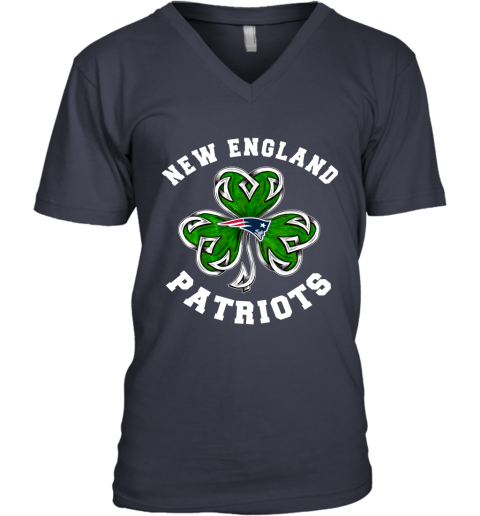 NFL New England Patriots Three Leaf Clover St Patrick's Day Football Sports TXK3T85Z5G8 v neck unisex 8 95 151514 front navy