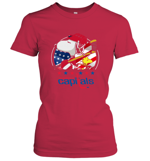 nmap washington capitals snoopy and woodstock nhl ladies t shirt 20 front red