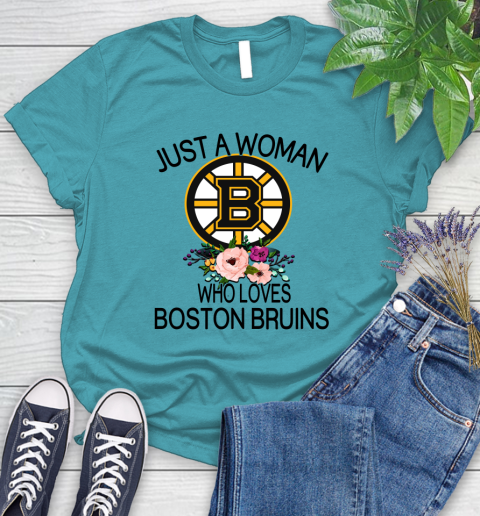 NHL Just A Woman Who Loves Boston Bruins Hockey Sports Women's T-Shirt 11