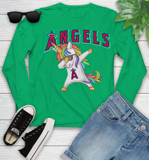 Los Angeles Angels MLB Baseball Funny Unicorn Dabbing Sports Youth Long Sleeve 6