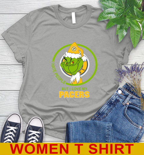 Indiana Pacers NBA Christmas Grinch I Hate People But I Love My Favorite Basketball Team Women's T-Shirt 11