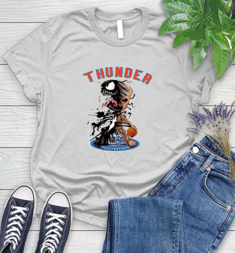 NBA Oklahoma City Thunder Basketball Venom Groot Guardians Of The Galaxy Women's T-Shirt