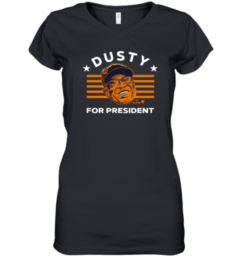 Houston Astros Dusty Baker For President Women's V-Neck T-Shirt
